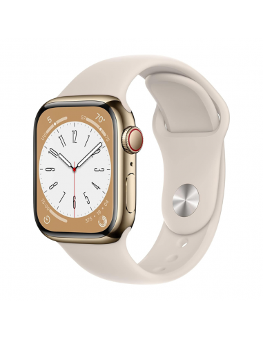 Apple Watch Series 8 Boîtier en acier inoxydable 45 mm Cellular - Or de pas cher