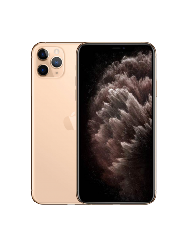 iPhone 11 Pro Max 512 Go - Or - Débloqué avec étui en cuir pour iPhone 11 Pro Max - Marron - Batterie Optimisée Fin de série